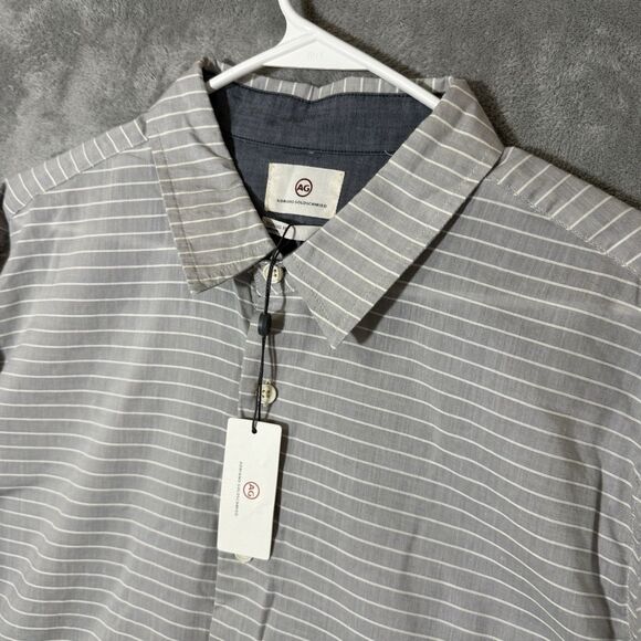 NWT AG Adriano Goldschmied Standard Fit Long Sleeve Button Up Shirt M Gray $158 - Picture 2 of 10